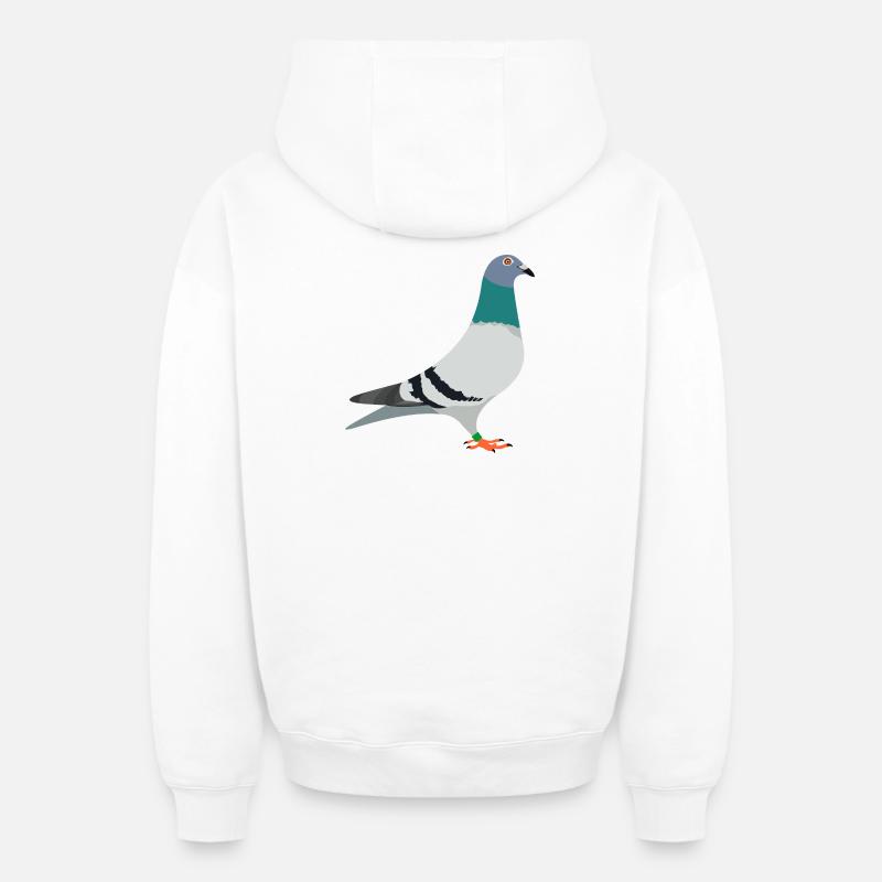Pigeon voyageur - Sweat à capuche unisexe zippé oversize épais SPREAD - blanc