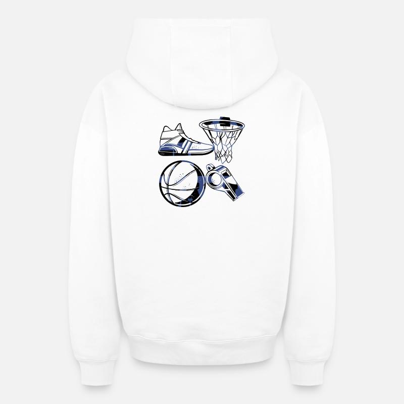Basketteur - Sweat à capuche unisexe zippé oversize épais SPREAD - blanc