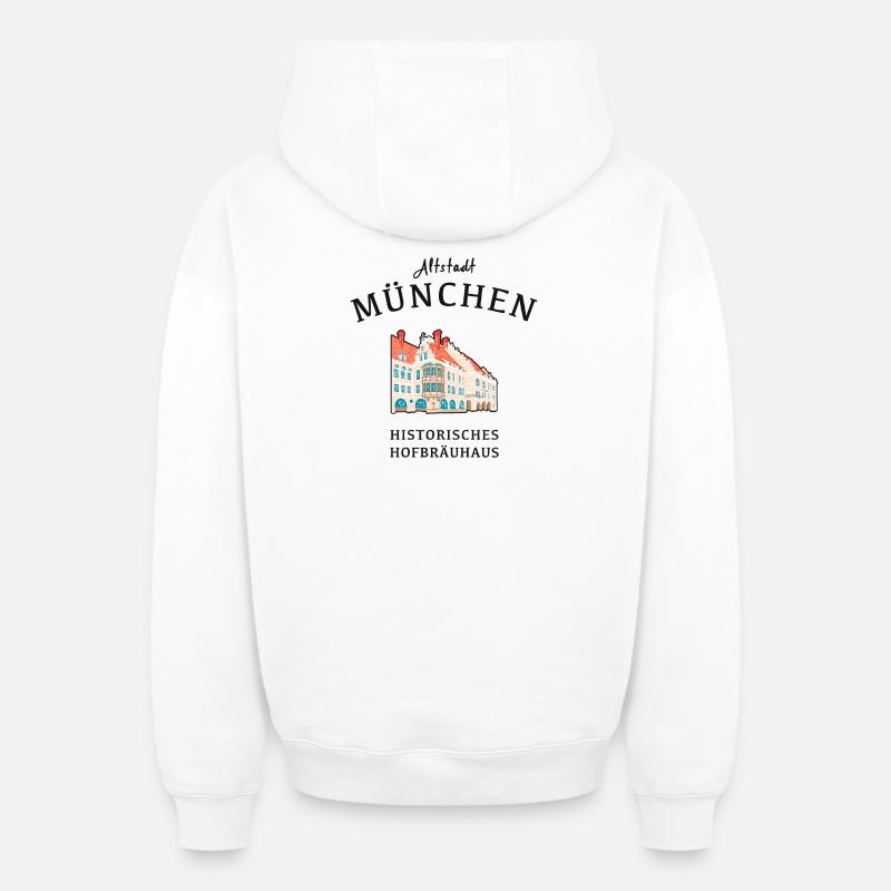Munich, Hofbräuhaus historique, Bavière - Sweat à capuche unisexe zippé oversize épais SPREAD - blanc