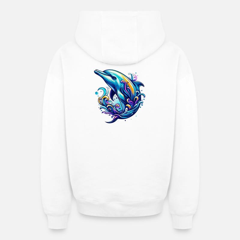 Dauphin - Sweat à capuche unisexe zippé oversize épais SPREAD - blanc