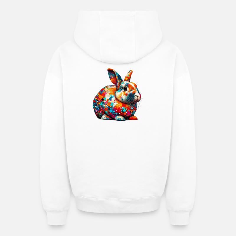 Lapin - Sweat à capuche unisexe zippé oversize épais SPREAD - blanc