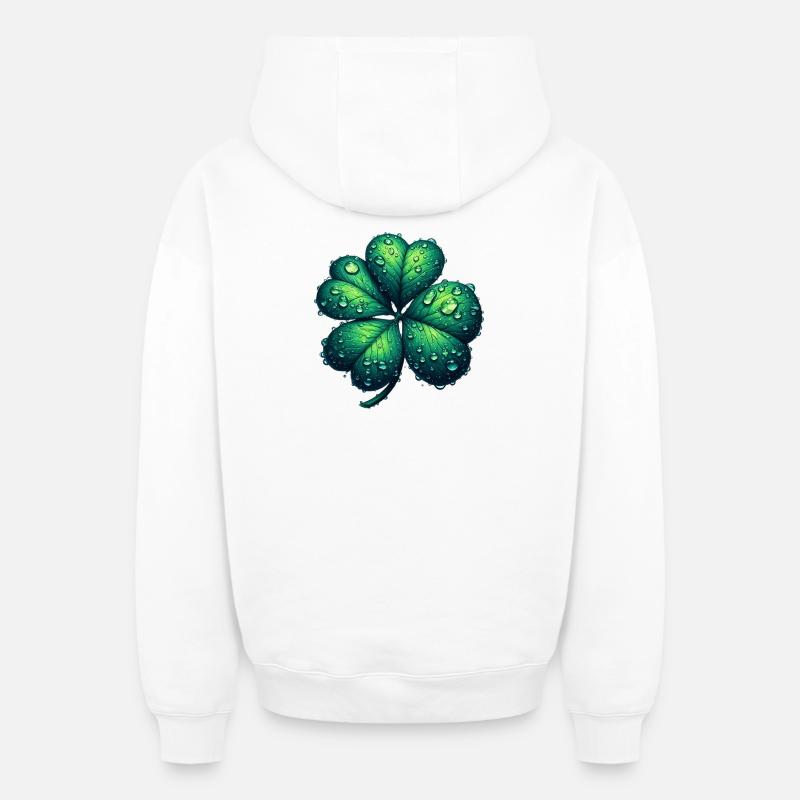 Trèfle à quatre feuilles - Sweat à capuche unisexe zippé oversize épais SPREAD - blanc