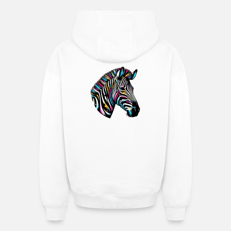 Zèbre - Sweat à capuche unisexe zippé oversize épais SPREAD - blanc