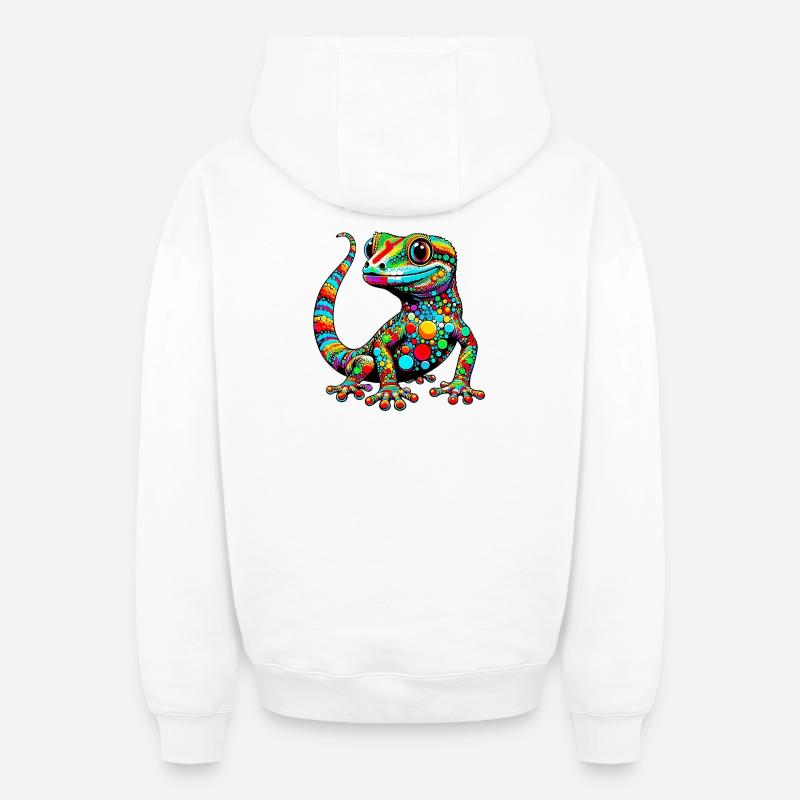 Gecko - Sweat à capuche unisexe zippé oversize épais SPREAD - blanc