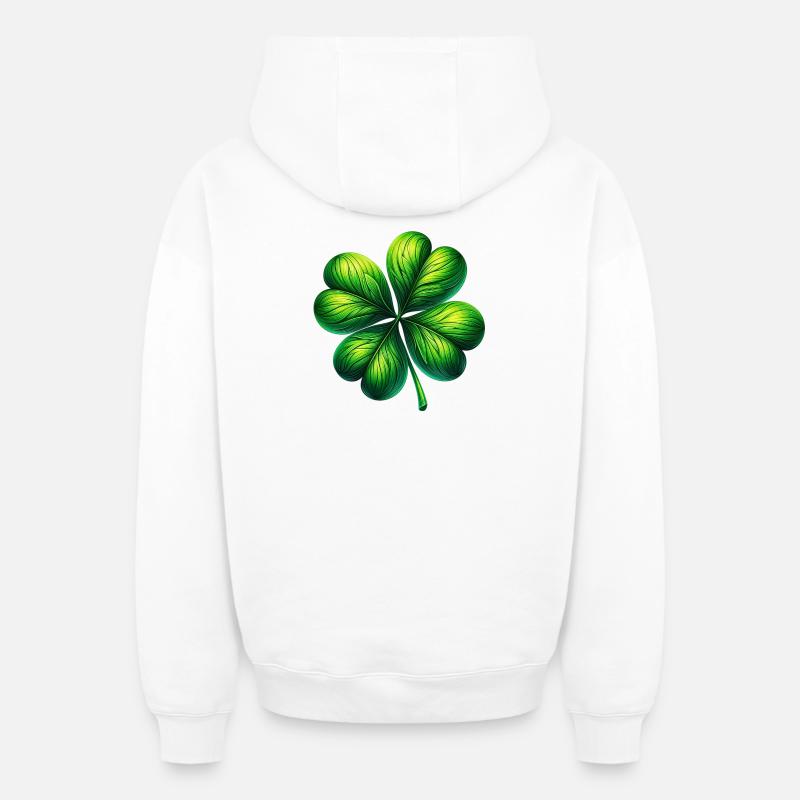 Trèfle à quatre feuilles - Sweat à capuche unisexe zippé oversize épais SPREAD - blanc
