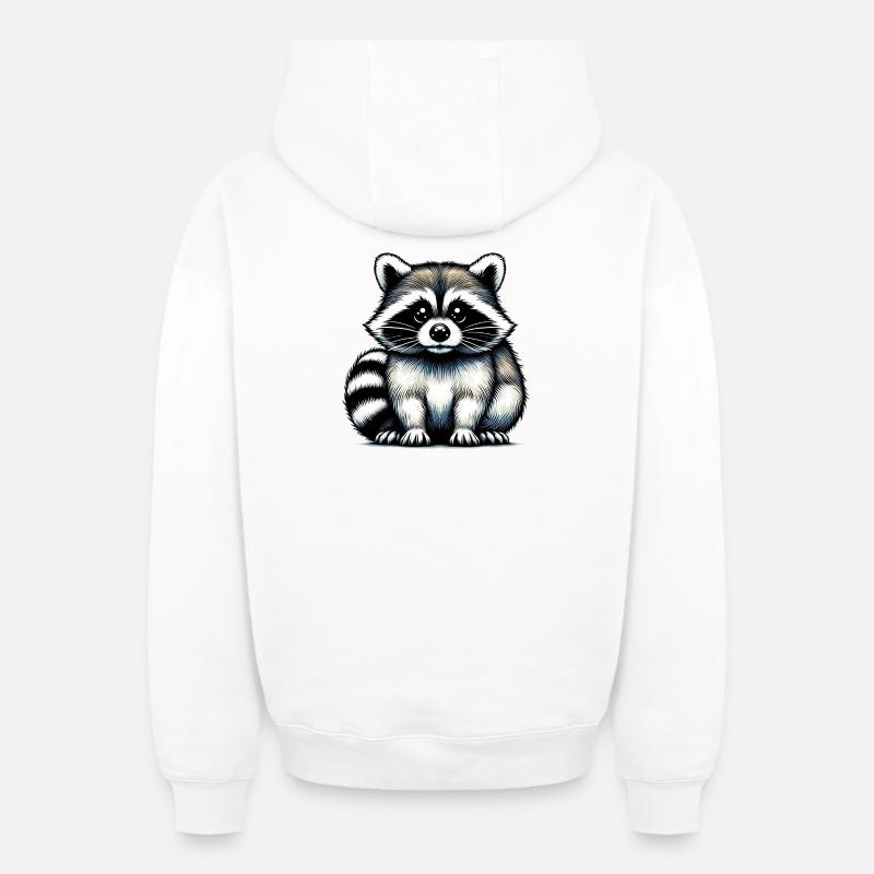 Raton laveur - Sweat à capuche unisexe zippé oversize épais SPREAD - blanc