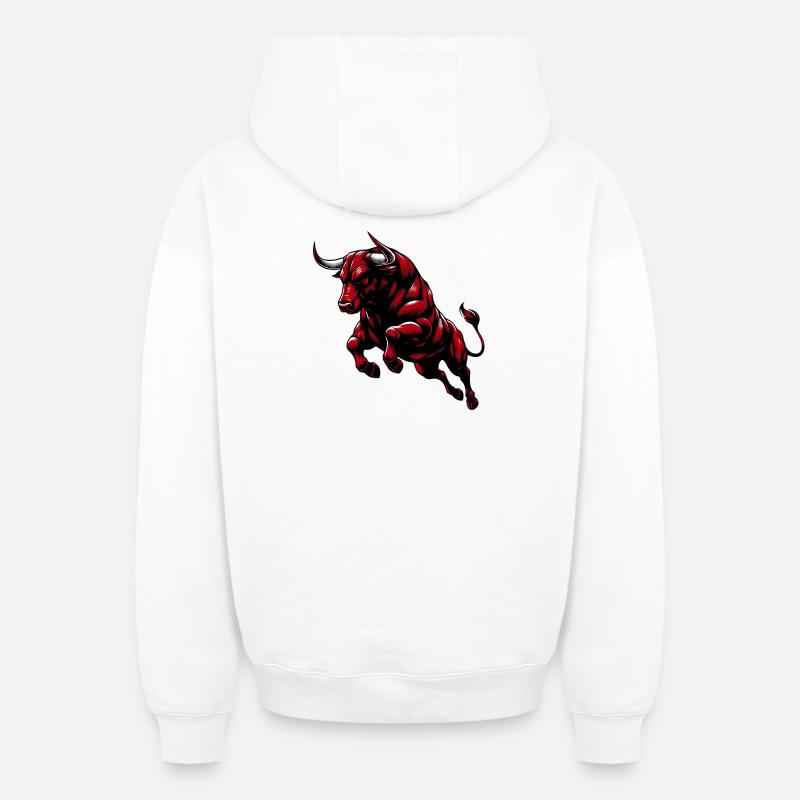 Taureau - Sweat à capuche unisexe zippé oversize épais SPREAD - blanc