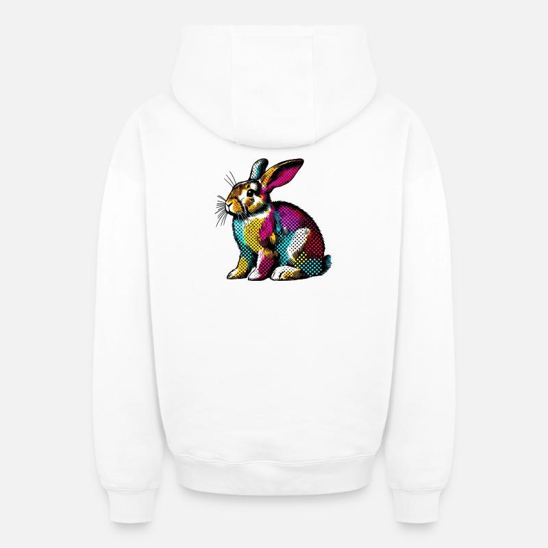 Lapin - Sweat à capuche unisexe zippé oversize épais SPREAD - blanc