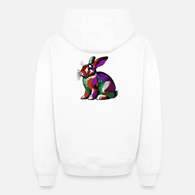 Lapin - Sweat à capuche unisexe zippé oversize épais SPREAD - blanc