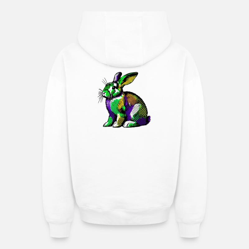 Lapin - Sweat à capuche unisexe zippé oversize épais SPREAD - blanc