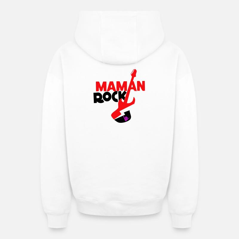 Maman rock - Sweat à capuche unisexe zippé oversize épais SPREAD - blanc