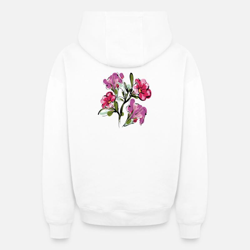 Bouquet Fleurs - Sweat à capuche unisexe zippé oversize épais SPREAD - blanc