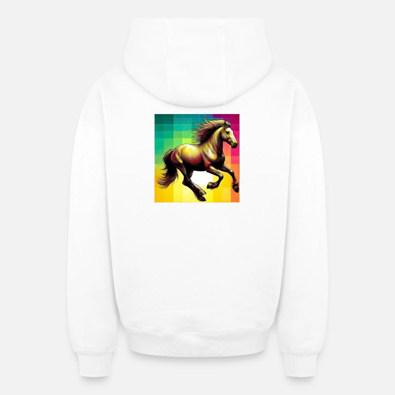 cheval - Sweat à capuche unisexe zippé oversize épais SPREAD - blanc