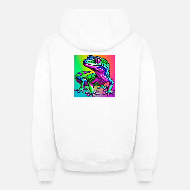 Gecko - Sweat à capuche unisexe zippé oversize épais SPREAD - blanc
