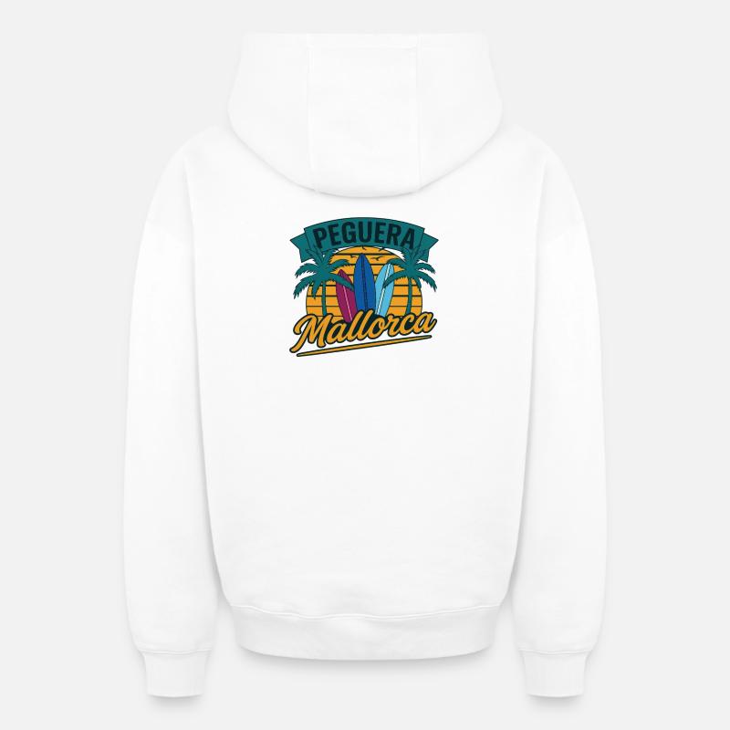 Peguera Mallorca - Sweat à capuche unisexe zippé oversize épais SPREAD - blanc