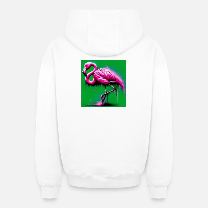 Flamant - Sweat à capuche unisexe zippé oversize épais SPREAD - blanc