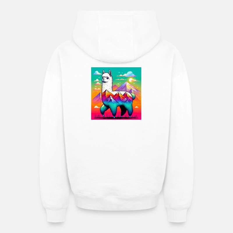 Alpaga - Sweat à capuche unisexe zippé oversize épais SPREAD - blanc