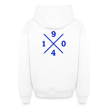 1904 Gelsenkirchen Ruhrpott Football pour les vrais fans - Sweat à capuche unisexe zippé oversize épais SPREAD - blanc - Dos - AI Model Male 178 light (178cm)