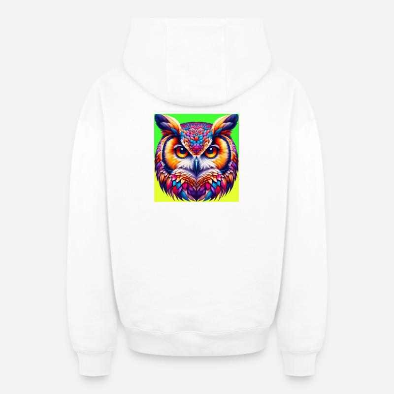 hibou - Sweat à capuche unisexe zippé oversize épais SPREAD - blanc