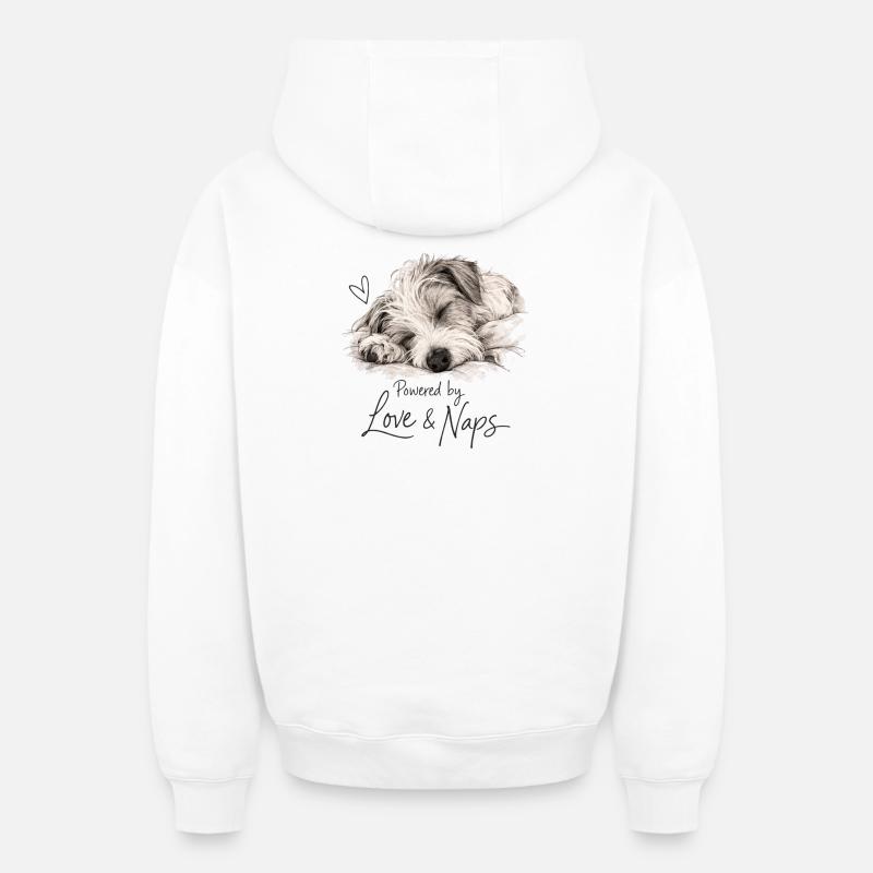 Amour & Siestes Kromfohrländer - Sweat à capuche unisexe zippé oversize épais SPREAD - blanc