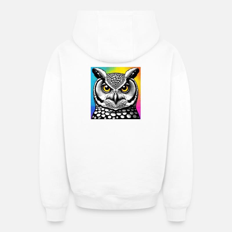Eule - Oversized Heavyweight Unisex Zip Hoodie - Weiß