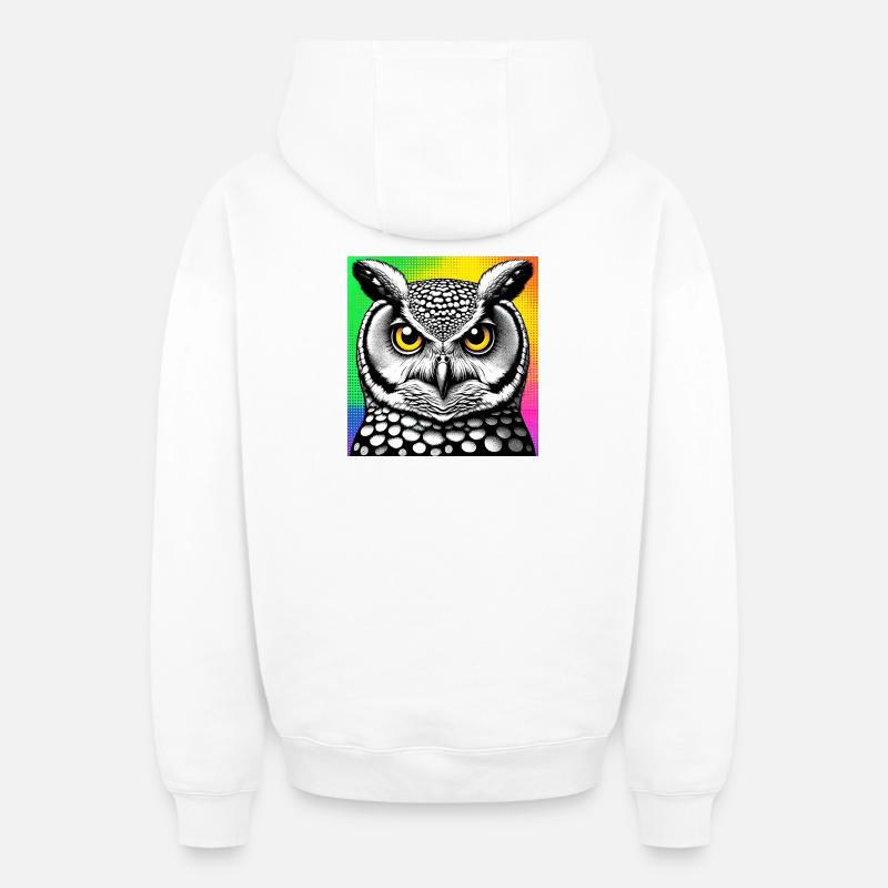 Eule - Oversized Heavyweight Unisex Zip Hoodie - Weiß
