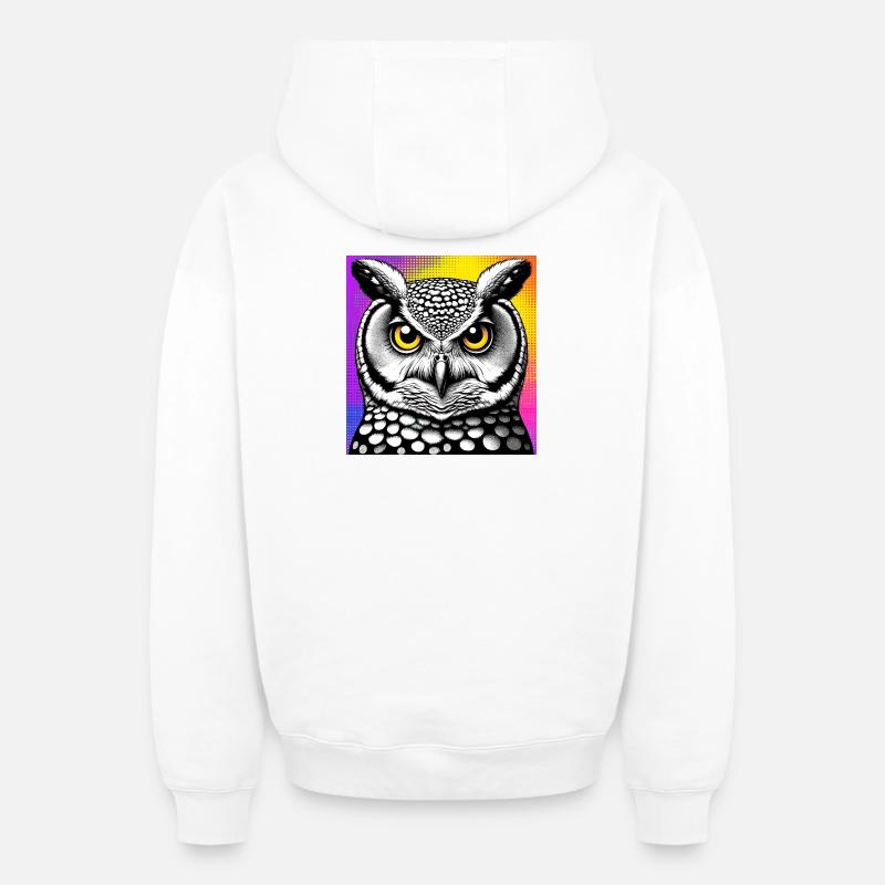 Eule - Oversized Heavyweight Unisex Zip Hoodie - Weiß