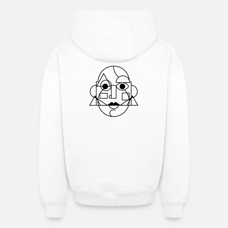 Visage d’art abstrait - Sweat à capuche unisexe zippé oversize épais SPREAD - blanc