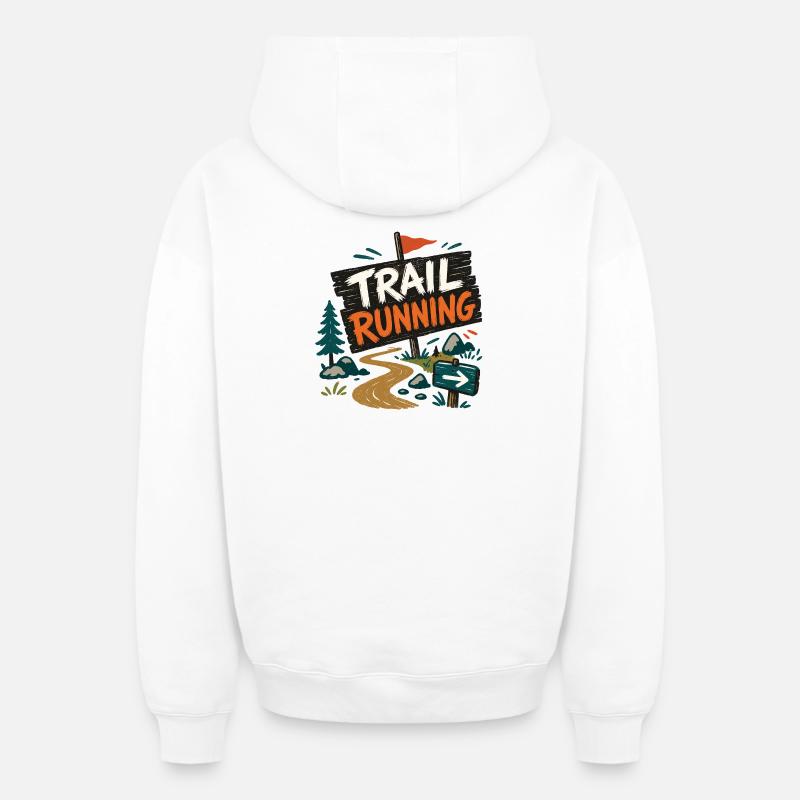 Trail running - Sweat à capuche unisexe zippé oversize épais SPREAD - blanc
