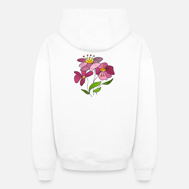 Fleur - Sweat à capuche unisexe zippé oversize épais SPREAD - blanc