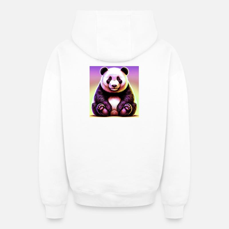 panda - Sweat à capuche unisexe zippé oversize épais SPREAD - blanc