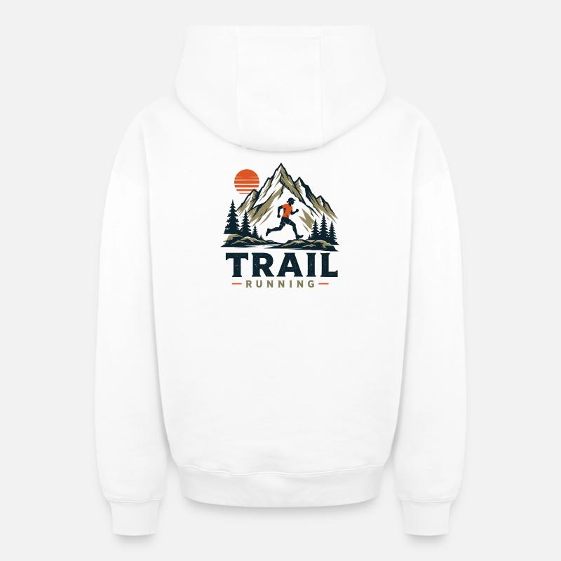 Trail running - Sweat à capuche unisexe zippé oversize épais SPREAD - blanc