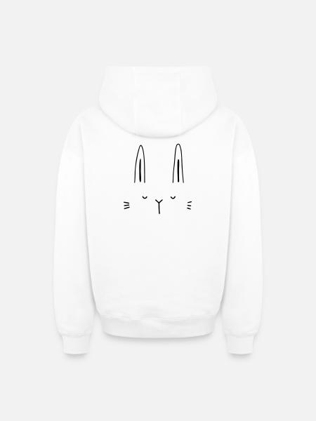 Hase Hasengesicht Gesicht Geschenkidee - Oversized Heavyweight Unisex Zip Hoodie - Weiß