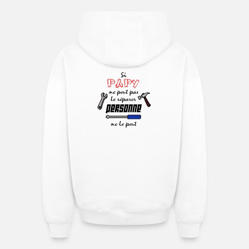 Papy c'est le meilleur - Sweat à capuche unisexe zippé oversize épais SPREAD - blanc