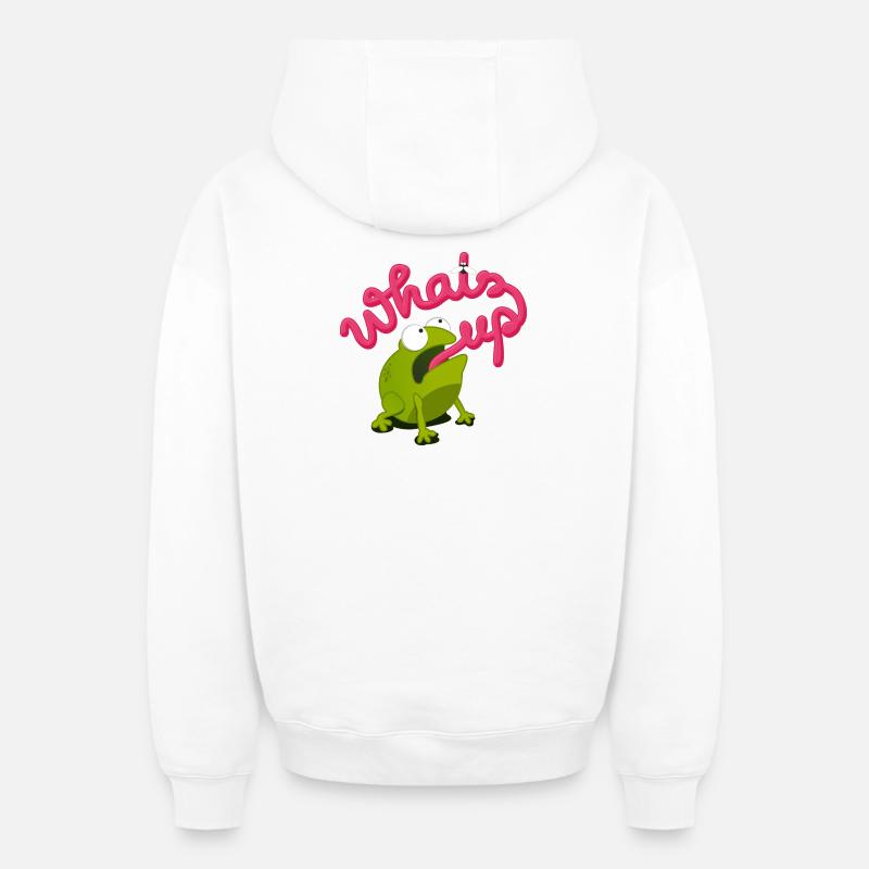 whats up frog - Sweat à capuche unisexe zippé oversize épais SPREAD - blanc
