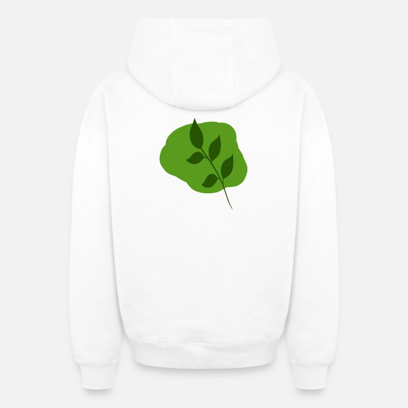 Feuilles - Sweat à capuche unisexe zippé oversize épais SPREAD - blanc