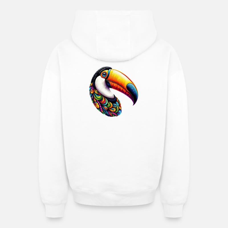 Toucan - Sweat à capuche unisexe zippé oversize épais SPREAD - blanc