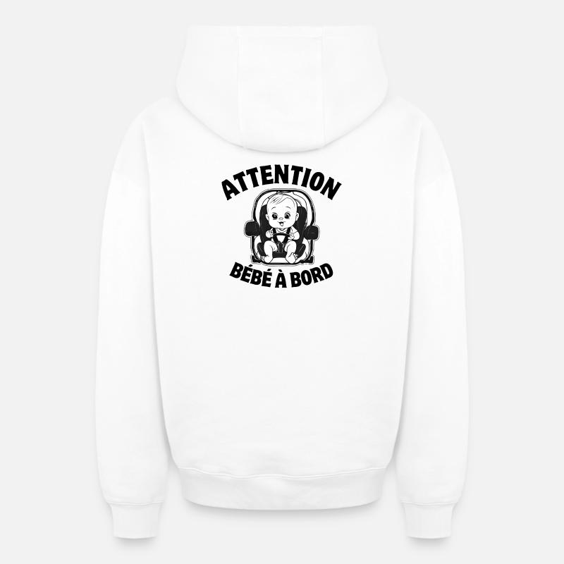 bébé à bord, enfant, bébé - Sweat à capuche unisexe zippé oversize épais SPREAD - blanc