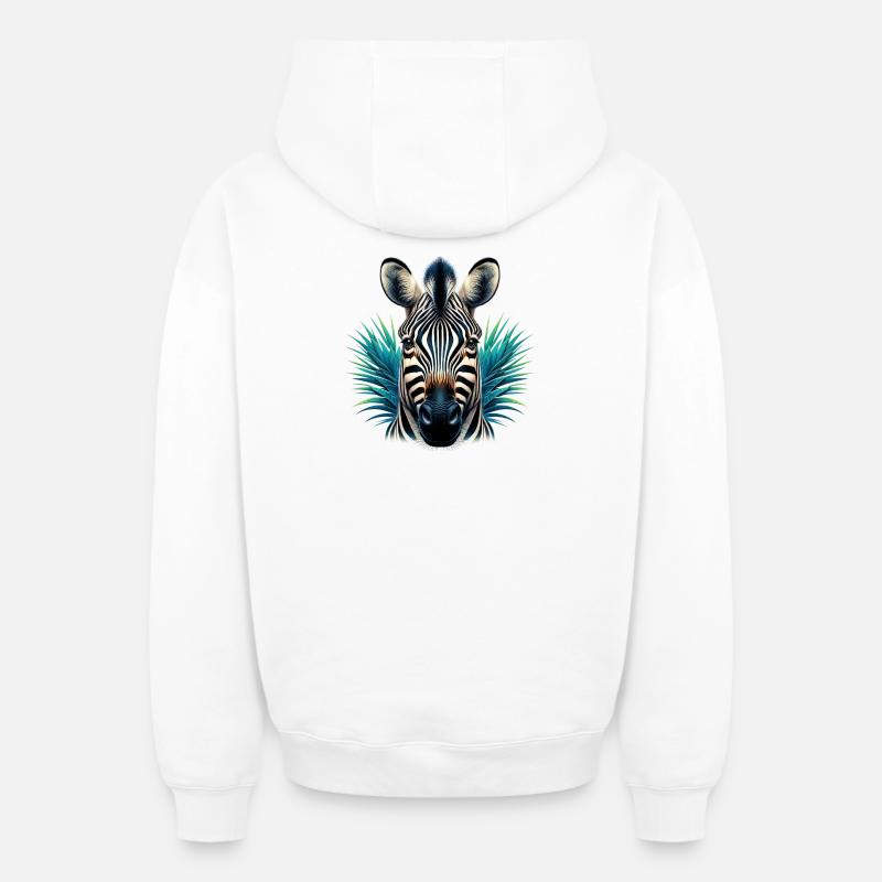 Zèbre - Sweat à capuche unisexe zippé oversize épais SPREAD - blanc