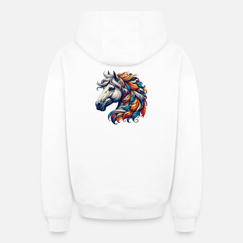 Cheval - Sweat à capuche unisexe zippé oversize épais SPREAD - blanc