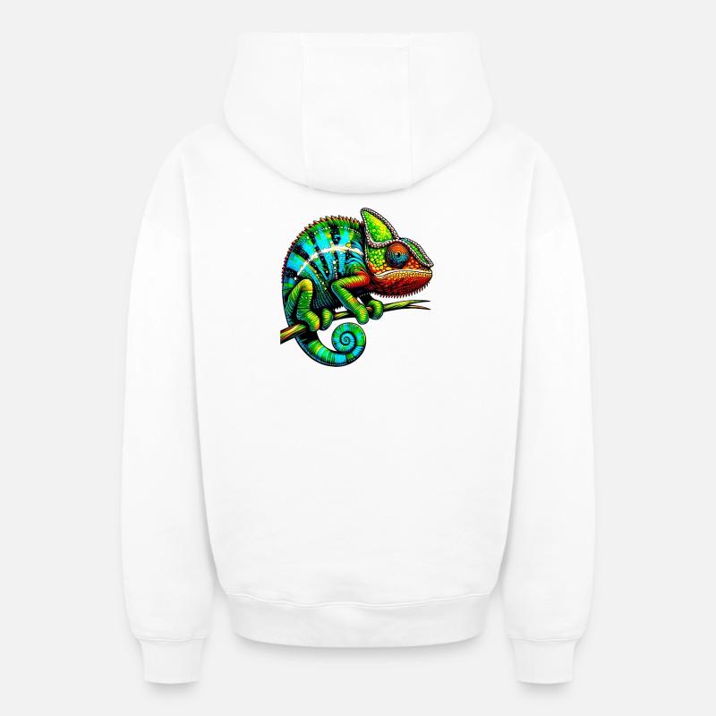 Caméléon - Sweat à capuche unisexe zippé oversize épais SPREAD - blanc