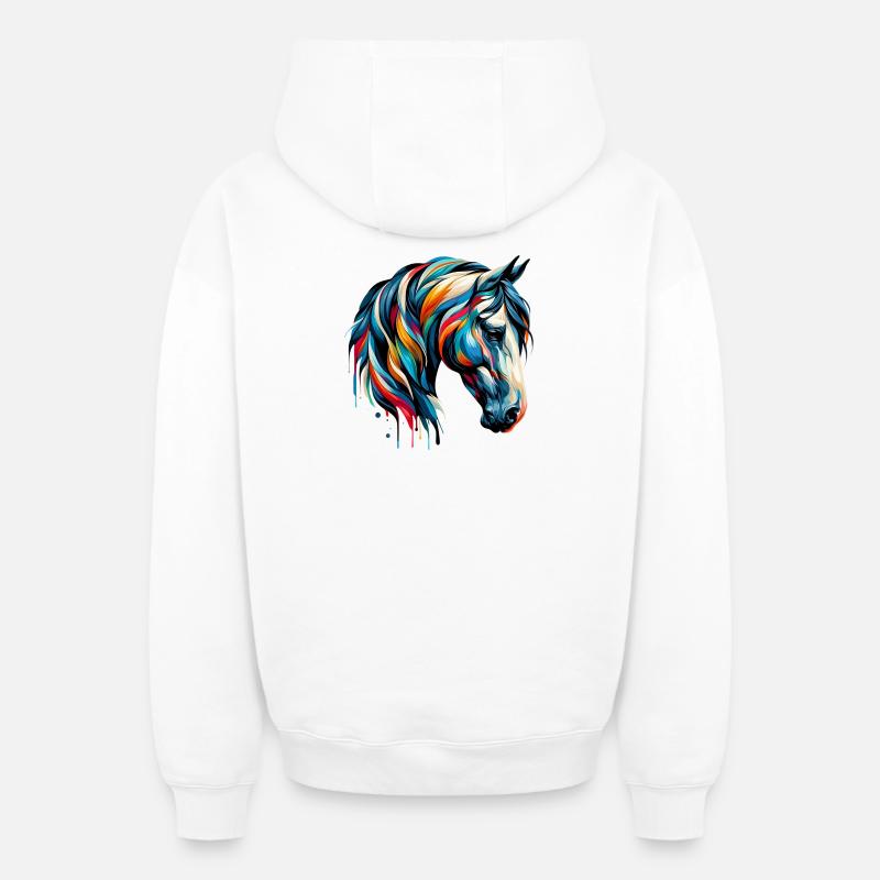 Cheval - Sweat à capuche unisexe zippé oversize épais SPREAD - blanc