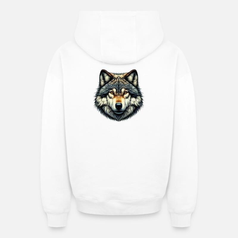 Loup - Sweat à capuche unisexe zippé oversize épais SPREAD - blanc