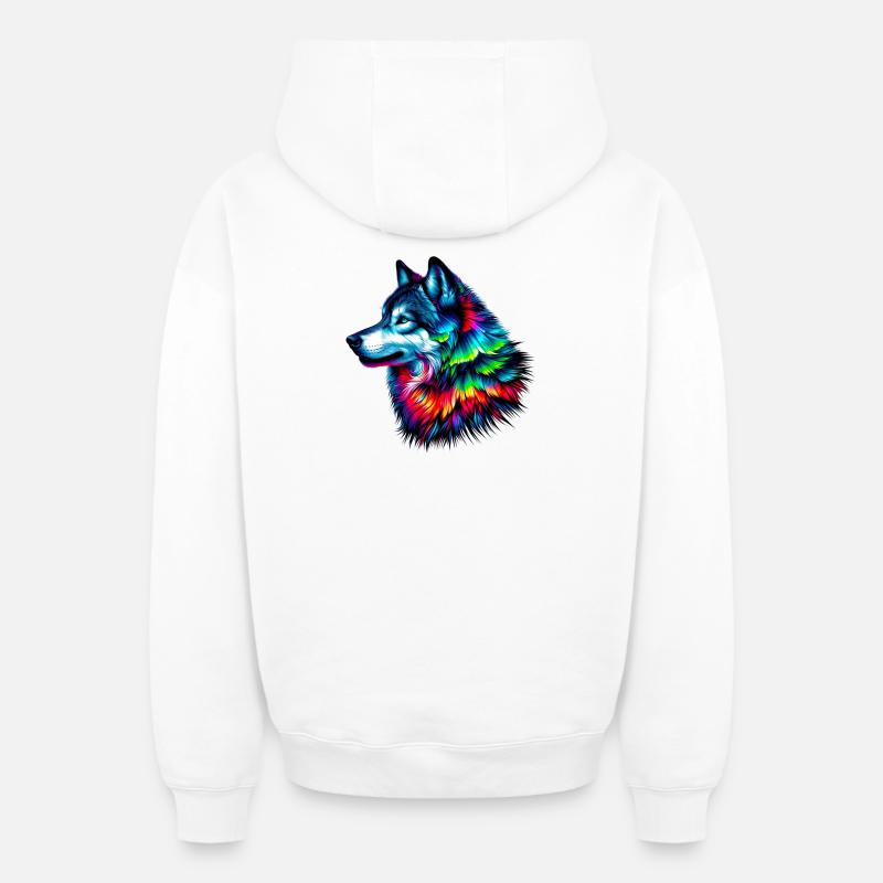 Loup - Sweat à capuche unisexe zippé oversize épais SPREAD - blanc