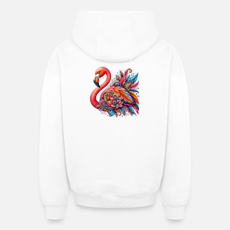 Flamant - Sweat à capuche unisexe zippé oversize épais SPREAD - blanc