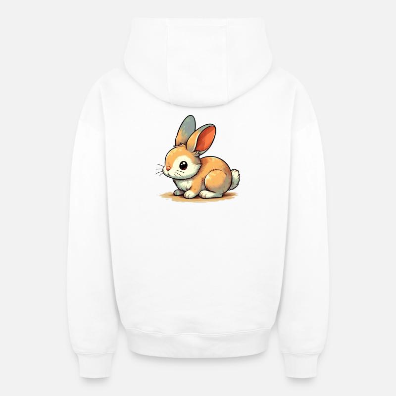 Lapin - Sweat à capuche unisexe zippé oversize épais SPREAD - blanc