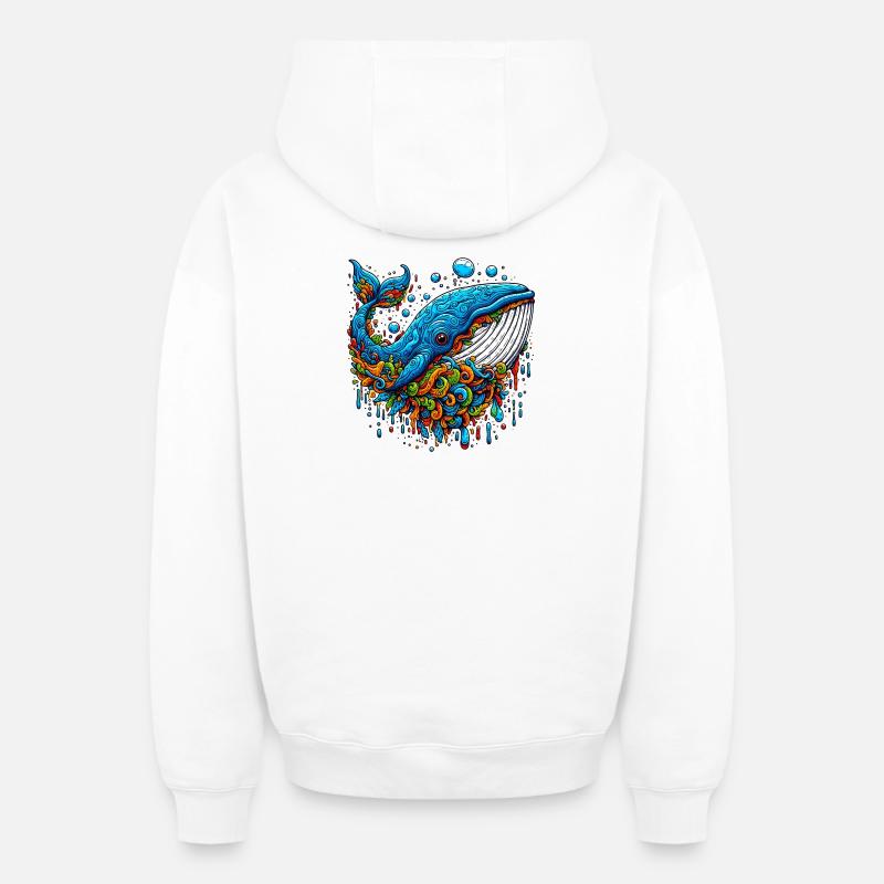 Baleine - Sweat à capuche unisexe zippé oversize épais SPREAD - blanc