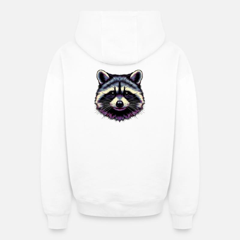 Raton laveur - Sweat à capuche unisexe zippé oversize épais SPREAD - blanc