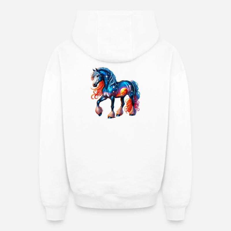 Cheval - Sweat à capuche unisexe zippé oversize épais SPREAD - blanc