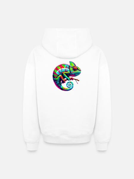 Caméléon - Sweat à capuche unisexe zippé oversize épais SPREAD - blanc